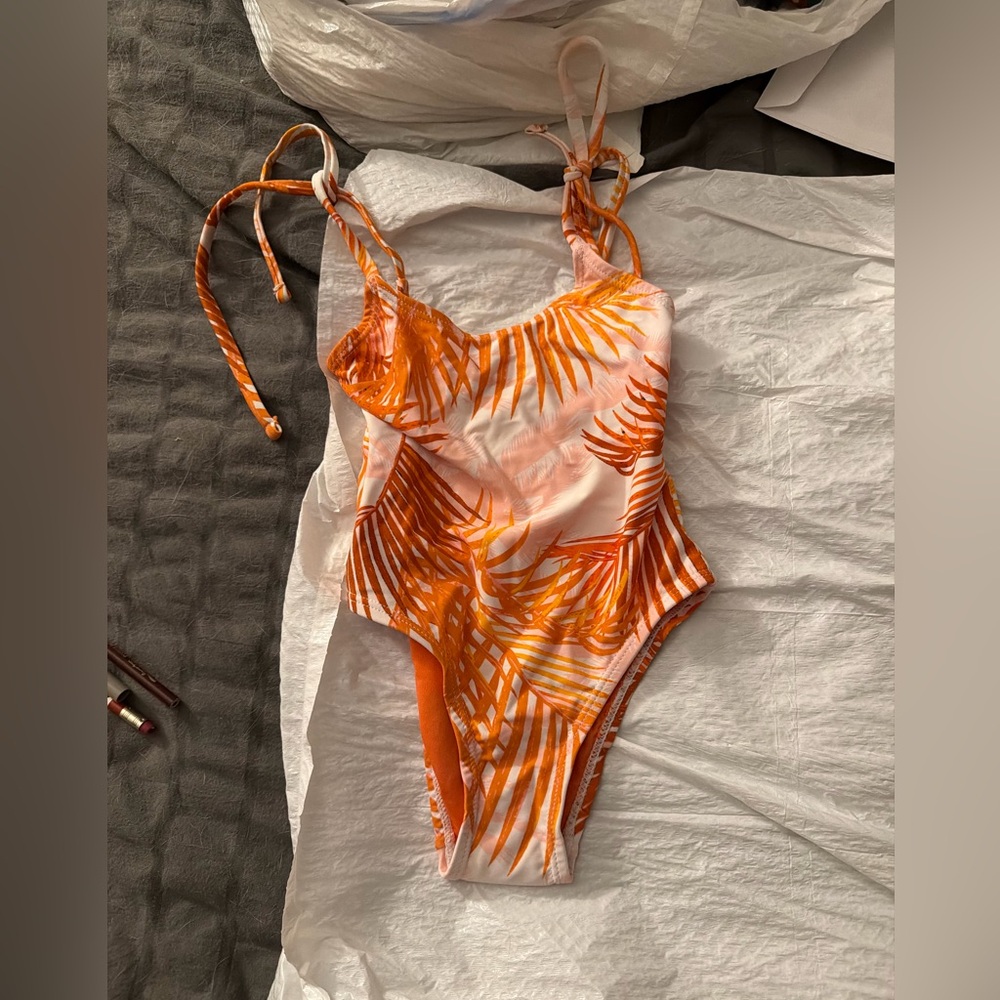 Envya Kids One-Piece Swimsuit - Orange Palm Print size 2 NWOT